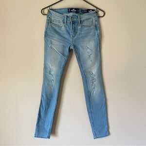 Hollister Light Wash Low Rise Super Skinny Denim Jeans Bottoms Minimal Casual